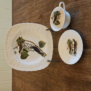 Alfred Meakin England Kingbird #79 Square Luncheon Plate, Cup and Saucer